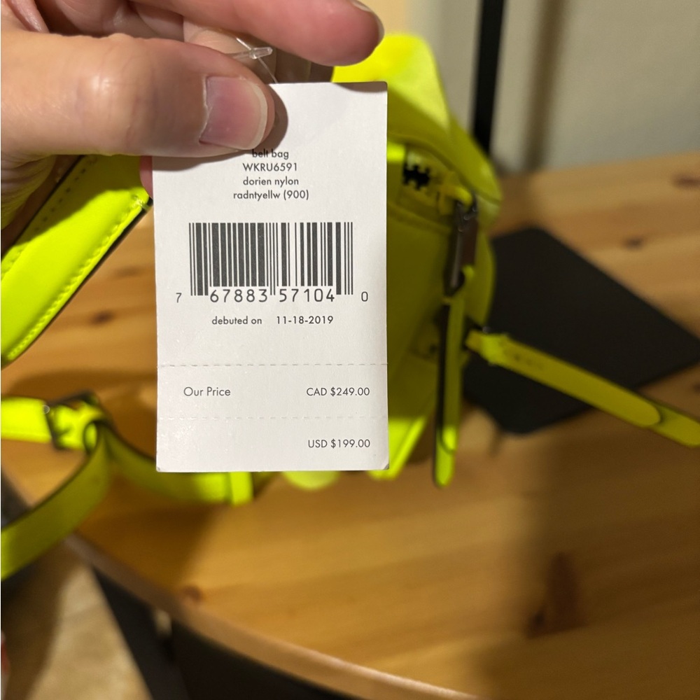 Kate Spade Neon Yellow Nylon Belt Bag Fanny Pack - Picture 4 of 9